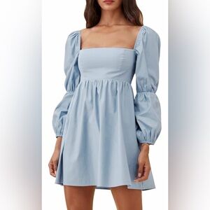 Light Blue Long Sleeve Mini Dress (S)